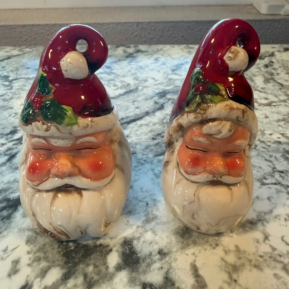 Vintage Ceramic Santa Claus figurines Christmas Holiday Decor Set